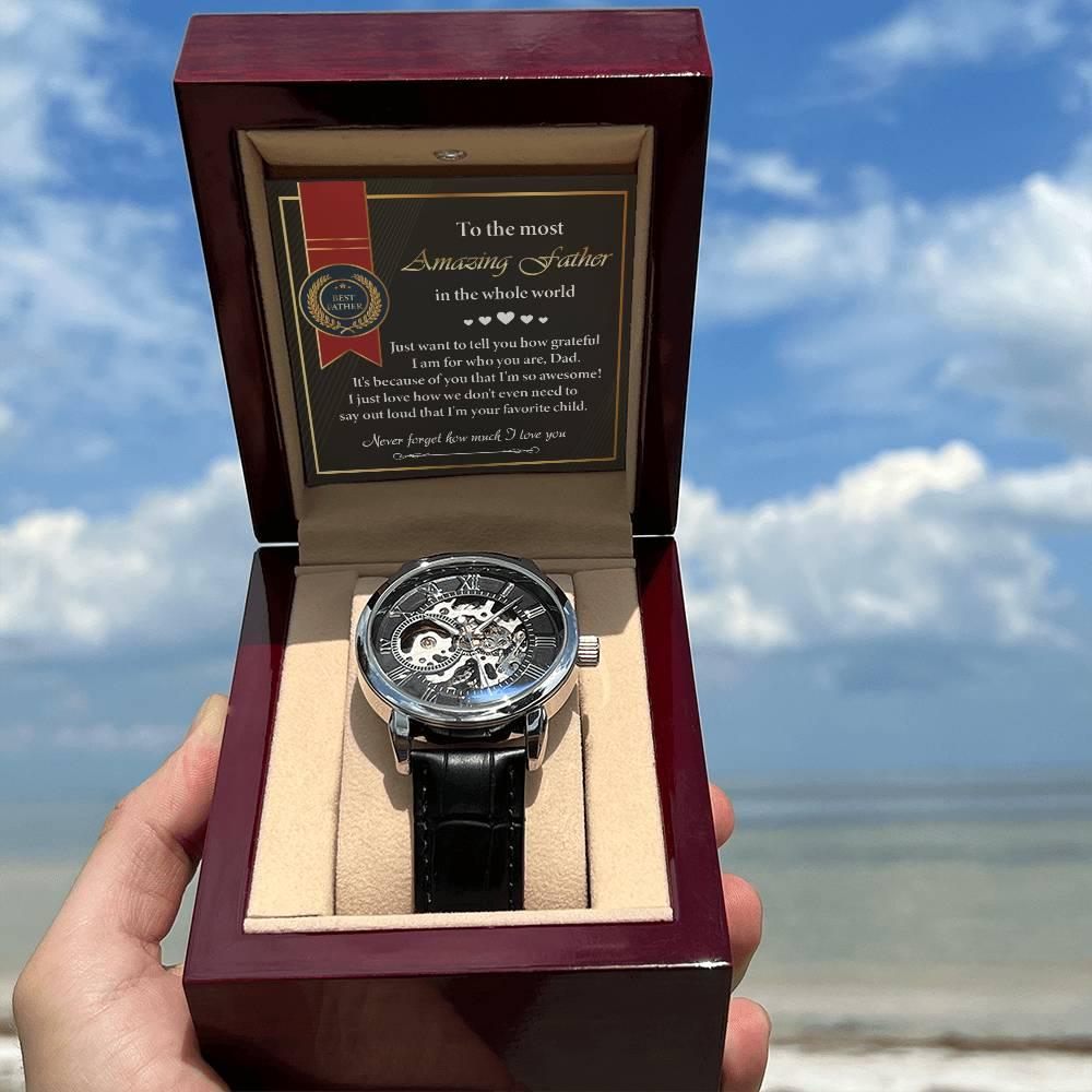 Dad Gift -We Don't Need To Say Out Loud I am You Favorite Child Men's Openwork Watch with Gift Box - Mallard Moon Gift Shop