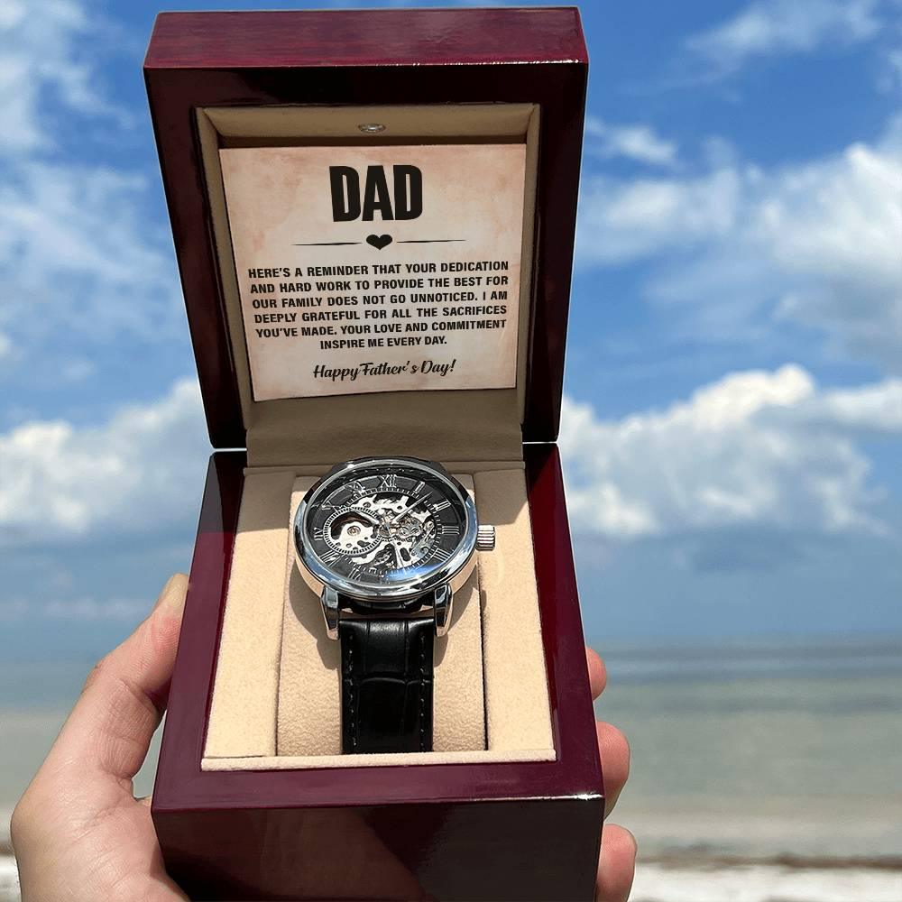 Dad, You Inspire Me - Happy Father’s Day Men's Openwork Watch with Gift Box - Mallard Moon Gift Shop