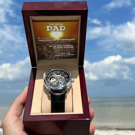 Gift for Dad - You Are My Guiding Light Men's Openwork Watch with Gift Box - Mallard Moon Gift Shop