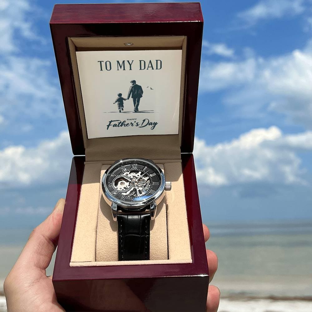 To My Dad Happy Father's Day Men's Openwork Watch with Gift Box - Mallard Moon Gift Shop