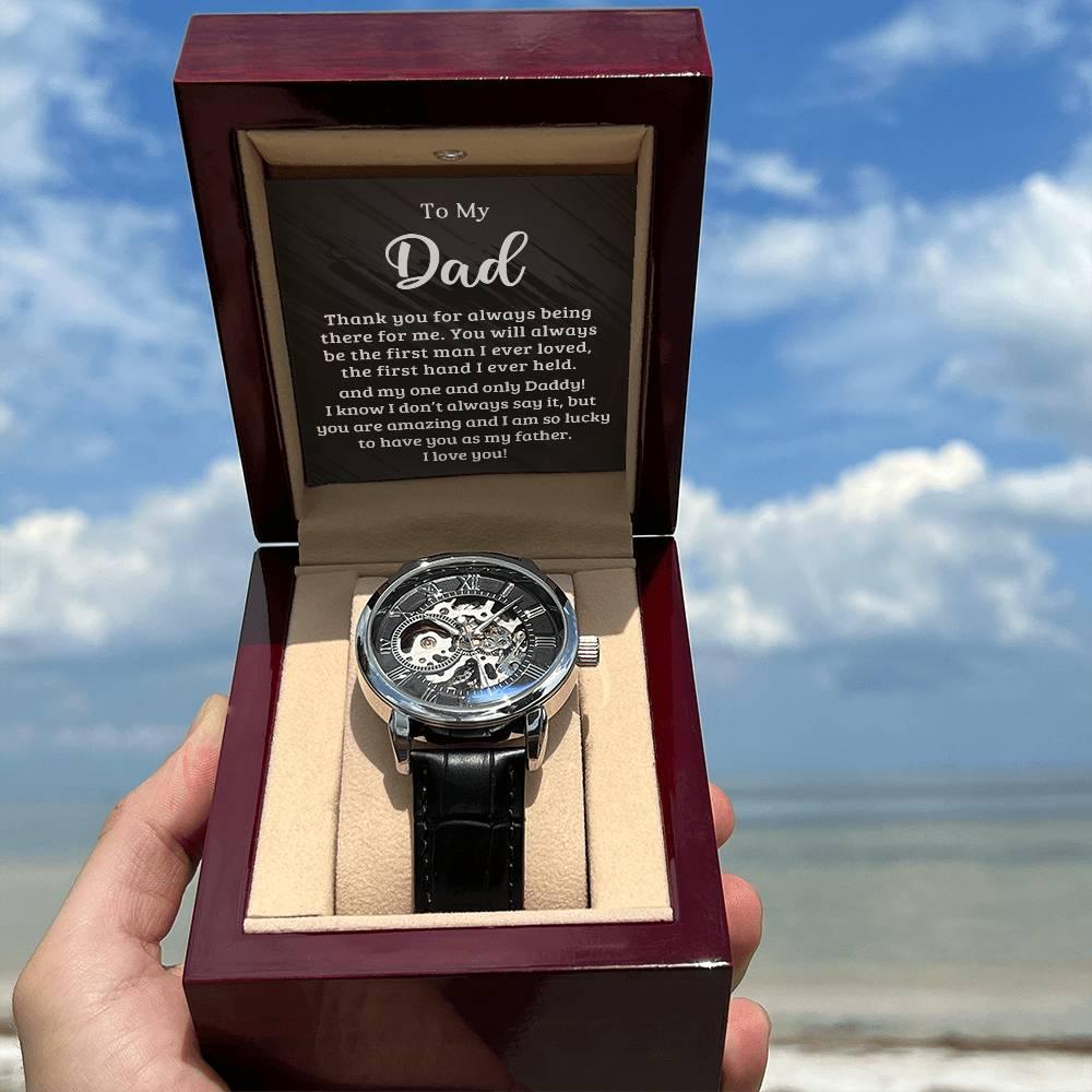 Dad The First Hand I Held Men's Openwork Watch with Gift Box - Mallard Moon Gift Shop