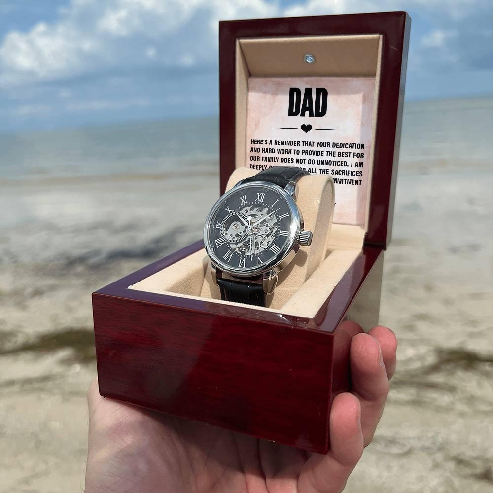 Dad, You Inspire Me - Happy Father’s Day Men's Openwork Watch with Gift Box - Mallard Moon Gift Shop