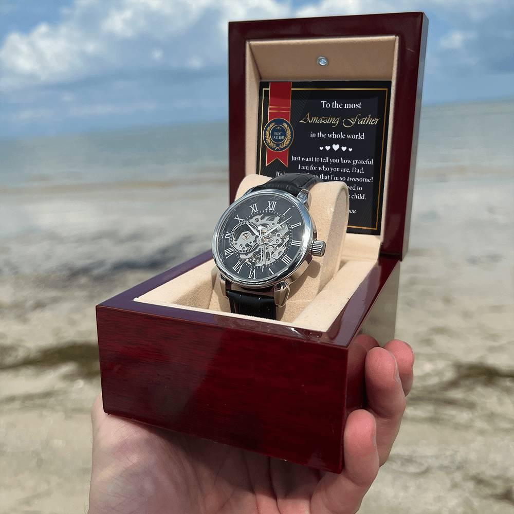 Dad Gift -We Don't Need To Say Out Loud I am You Favorite Child Men's Openwork Watch with Gift Box - Mallard Moon Gift Shop
