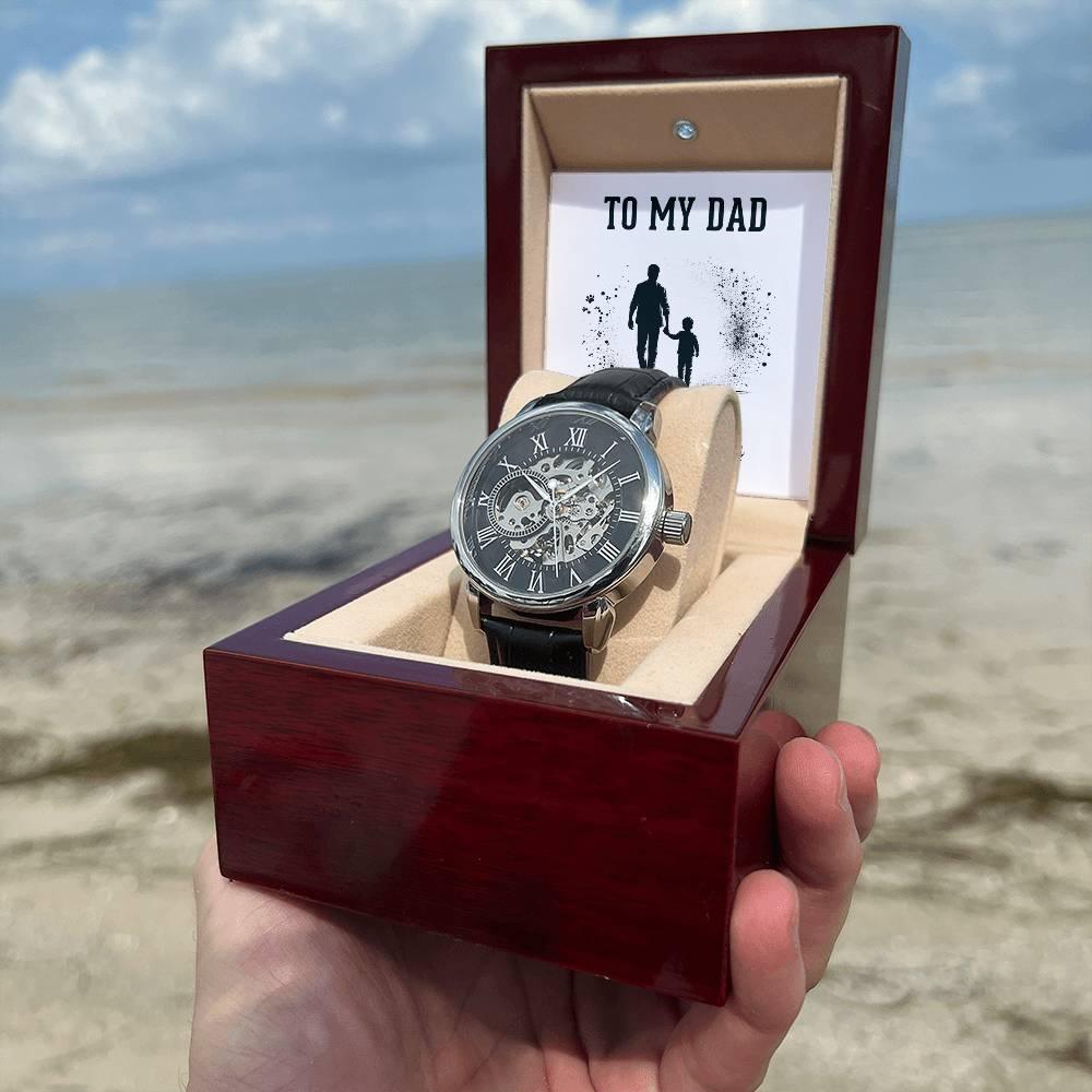 Dad Father's Day Gift Men's Openwork Watch with Gift Box - Mallard Moon Gift Shop