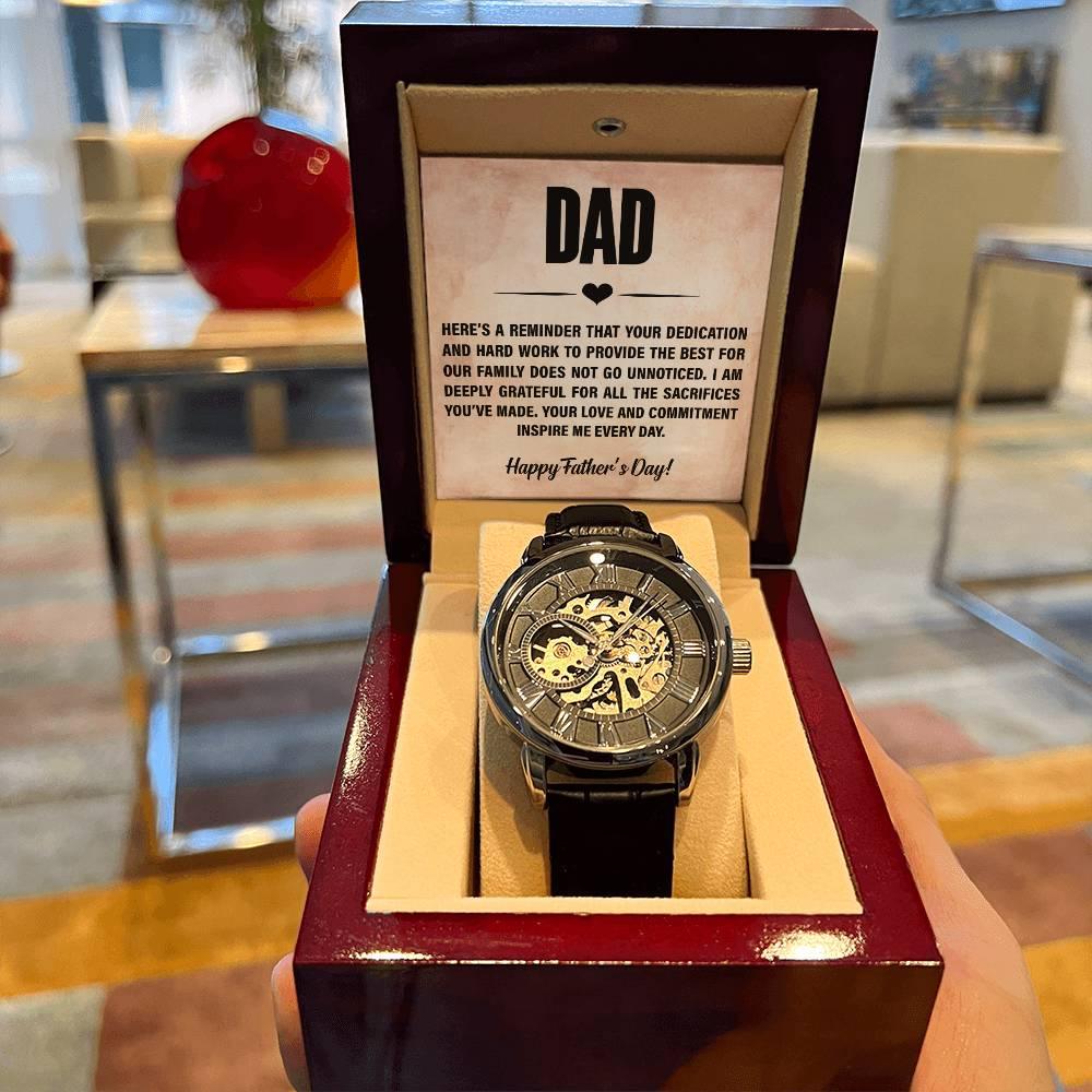Dad, You Inspire Me - Happy Father’s Day Men's Openwork Watch with Gift Box - Mallard Moon Gift Shop