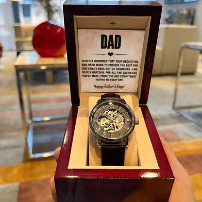 Dad, You Inspire Me - Happy Father’s Day Men's Openwork Watch with Gift Box - Mallard Moon Gift Shop