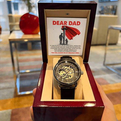 Dad Gift - You Are My Greatest Hero Men's Openwork Watch with Gift Box - Mallard Moon Gift Shop