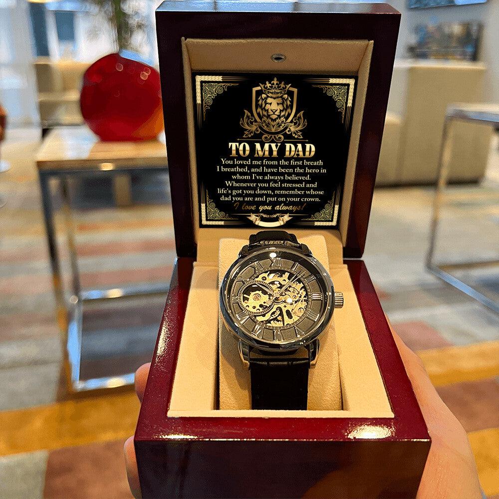 Dad Gift -Put On Your Crown Men's Openwork Watch with Gift Box - Mallard Moon Gift Shop