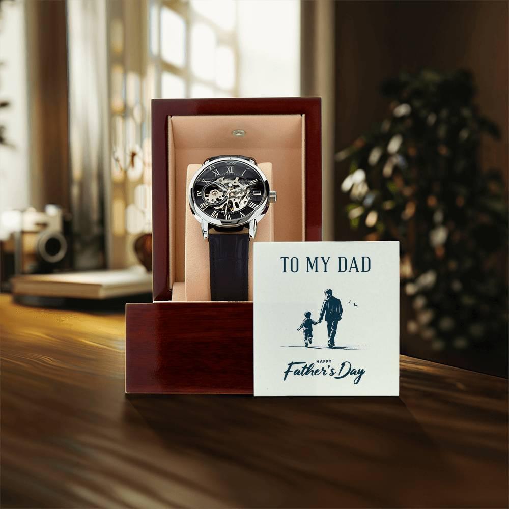 To My Dad Happy Father's Day Men's Openwork Watch with Gift Box - Mallard Moon Gift Shop