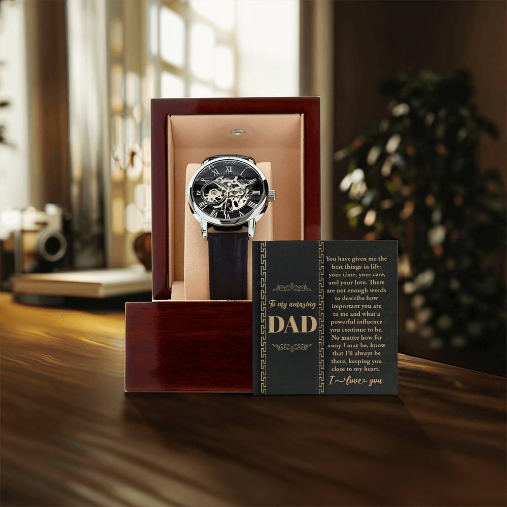 Dad You Have Given Me Your Time, Your Love Men's Openwork Watch with Gift Box - Mallard Moon Gift Shop