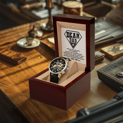 Dear Dad, You are my Hero Men's Openwork Watch - Mallard Moon Gift Shop