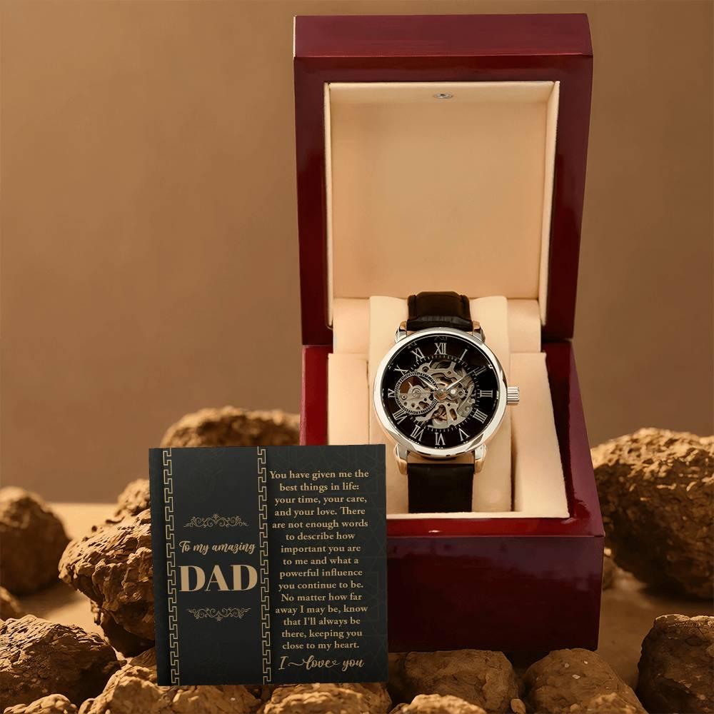 Dad You Have Given Me Your Time, Your Love Men's Openwork Watch with Gift Box - Mallard Moon Gift Shop