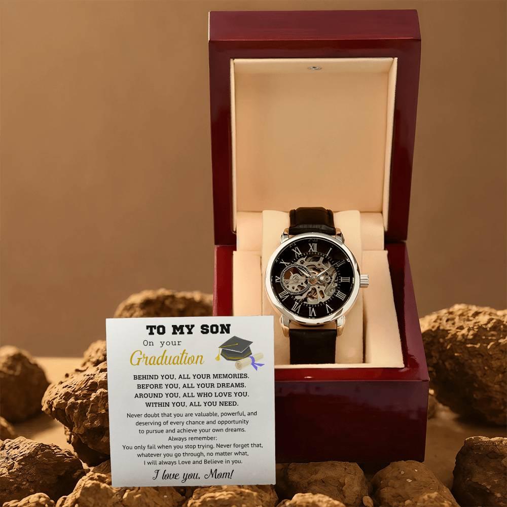 Graduation Gift for Son Personalized Openwork Watch I Will Always Love and Believe in You - Mallard Moon Gift Shop