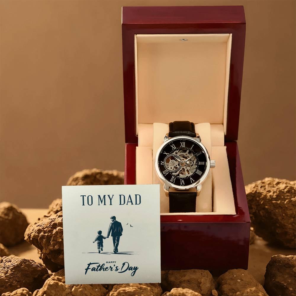 To My Dad Happy Father's Day Men's Openwork Watch with Gift Box - Mallard Moon Gift Shop