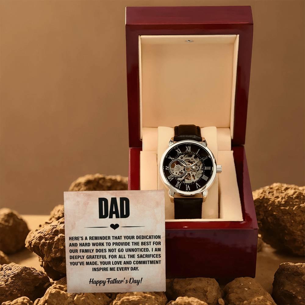 Dad, You Inspire Me - Happy Father’s Day Men's Openwork Watch with Gift Box - Mallard Moon Gift Shop