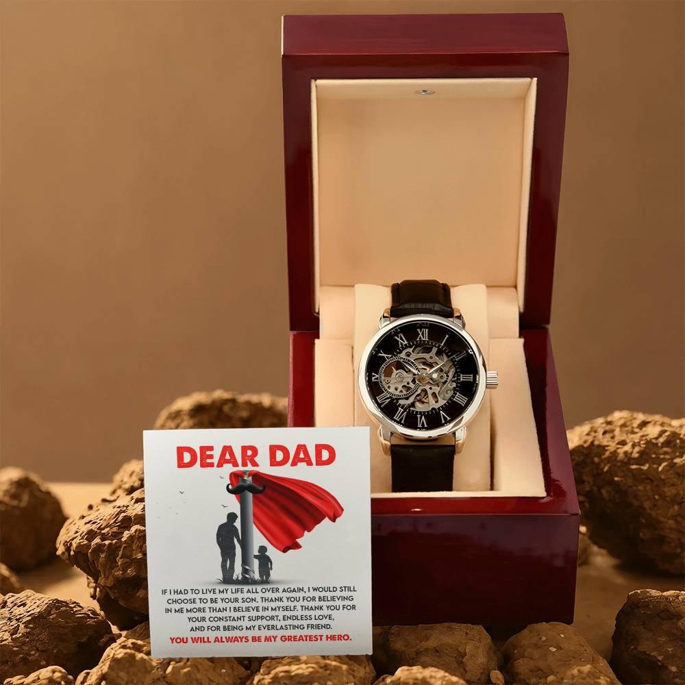 Dad Gift - You Are My Greatest Hero Men's Openwork Watch with Gift Box - Mallard Moon Gift Shop