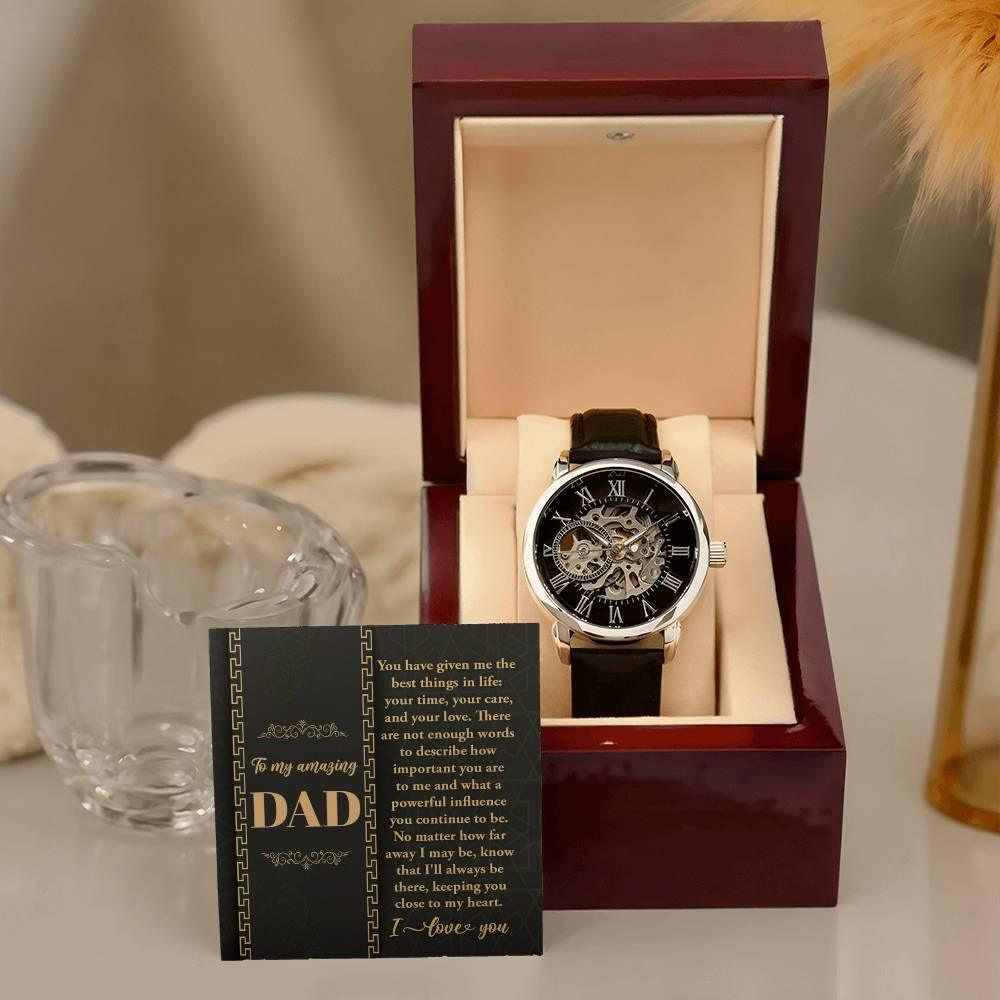 Dad You Have Given Me Your Time, Your Love Men's Openwork Watch with Gift Box - Mallard Moon Gift Shop