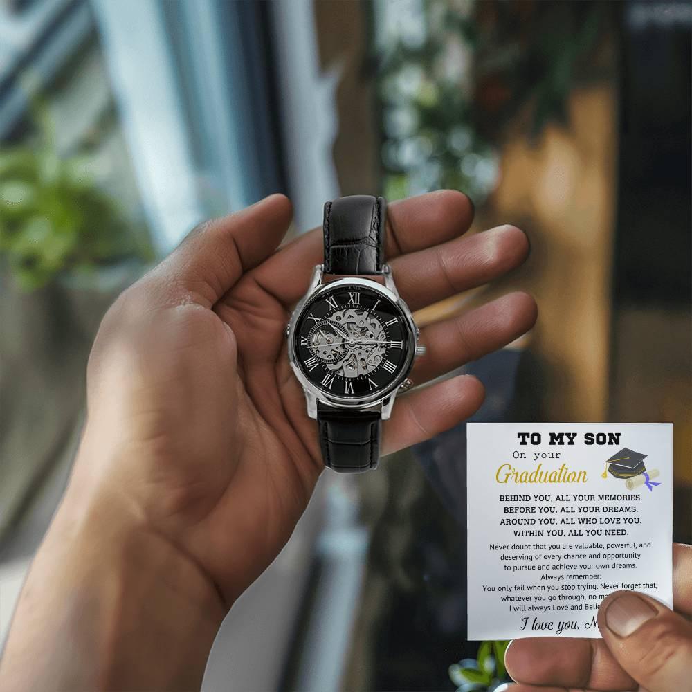 Graduation Gift for Son Personalized Openwork Watch I Will Always Love and Believe in You - Mallard Moon Gift Shop