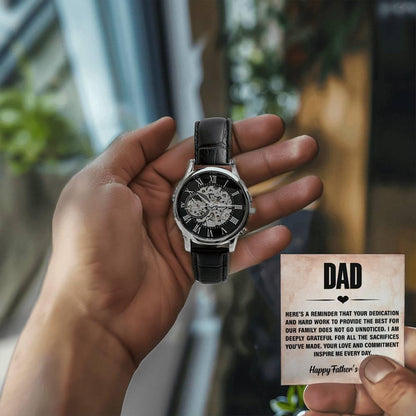 Dad, You Inspire Me - Happy Father’s Day Men's Openwork Watch with Gift Box - Mallard Moon Gift Shop