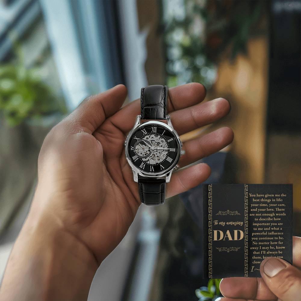Dad You Have Given Me Your Time, Your Love Men's Openwork Watch with Gift Box - Mallard Moon Gift Shop