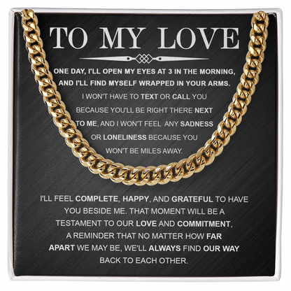 To My Love – Cuban Link Chain with Long Distance Message Card | Romantic Gift for Him Across the Miles - Mallard Moon Gift Shop