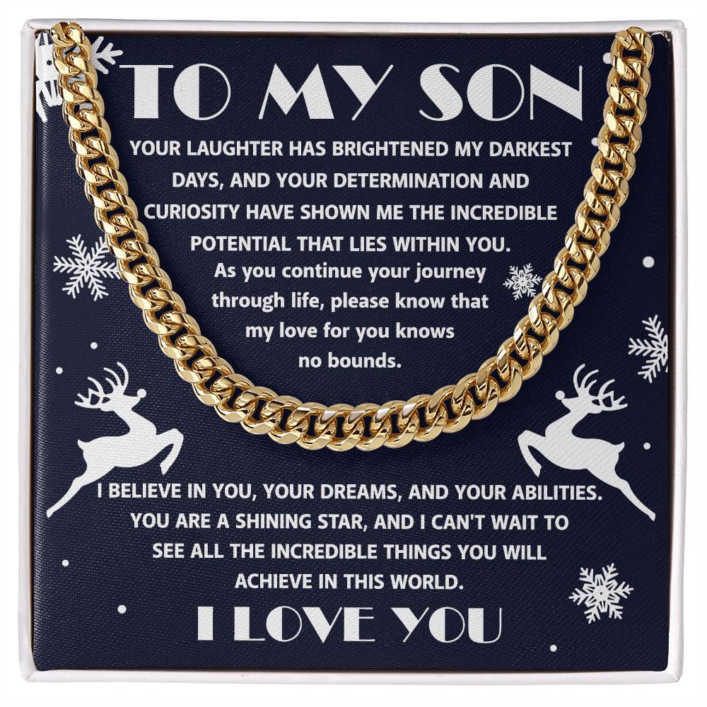 Gift for your Son - I Believe in You - Cuban Chain Link Necklace - Mallard Moon Gift Shop