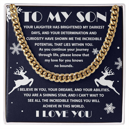 Gift for your Son - I Believe in You - Cuban Chain Link Necklace - Mallard Moon Gift Shop
