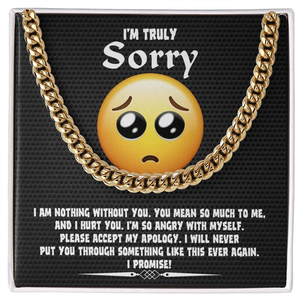 Apology Gift for Him-Sorry, Accept My Apology-Cuban Link Chain Necklace - Mallard Moon Gift Shop