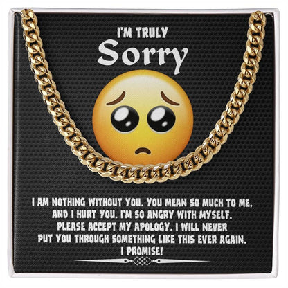 Apology Gift for Him-Sorry, Accept My Apology-Cuban Link Chain Necklace - Mallard Moon Gift Shop