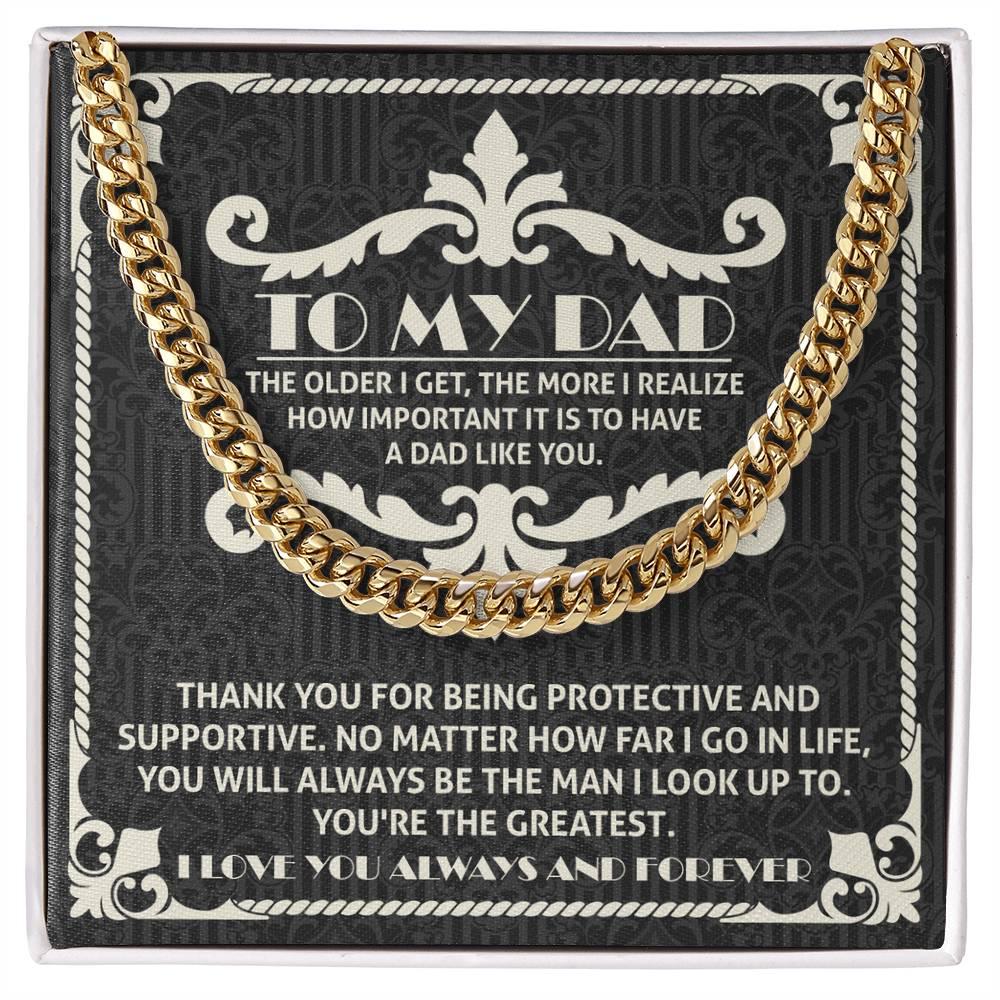 To My Dad You're the Greatest Cuban Chain Link Necklace - Mallard Moon Gift Shop