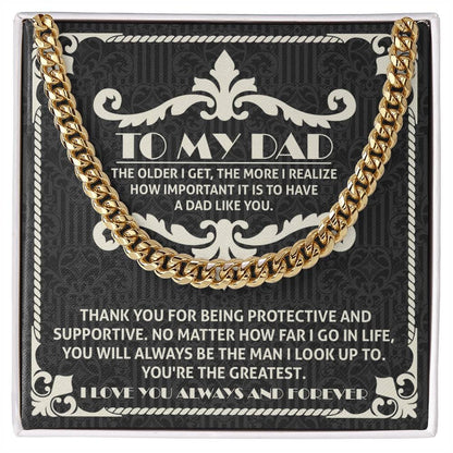To My Dad You're the Greatest Cuban Chain Link Necklace - Mallard Moon Gift Shop