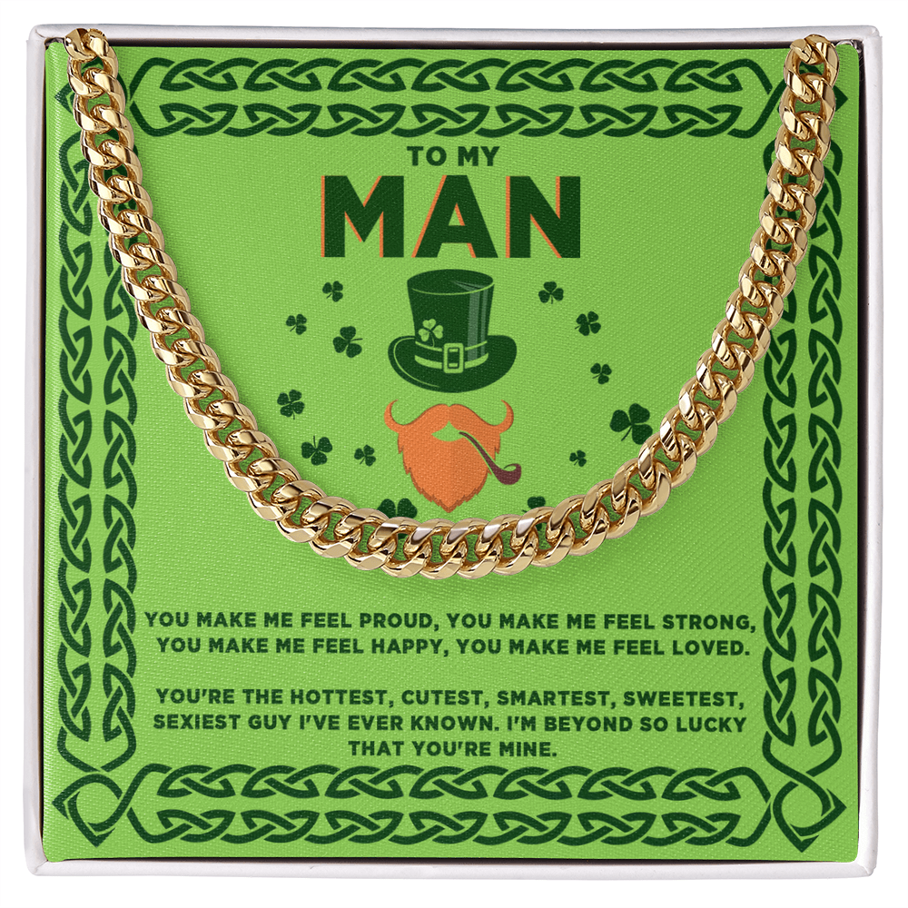 To My Man - St. Patrick's Day Gift - Cuban Link Chain Necklace - Mallard Moon Gift Shop