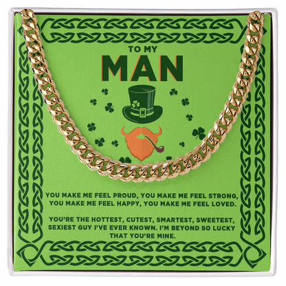 To My Man - St. Patrick's Day Gift - Cuban Link Chain Necklace - Mallard Moon Gift Shop