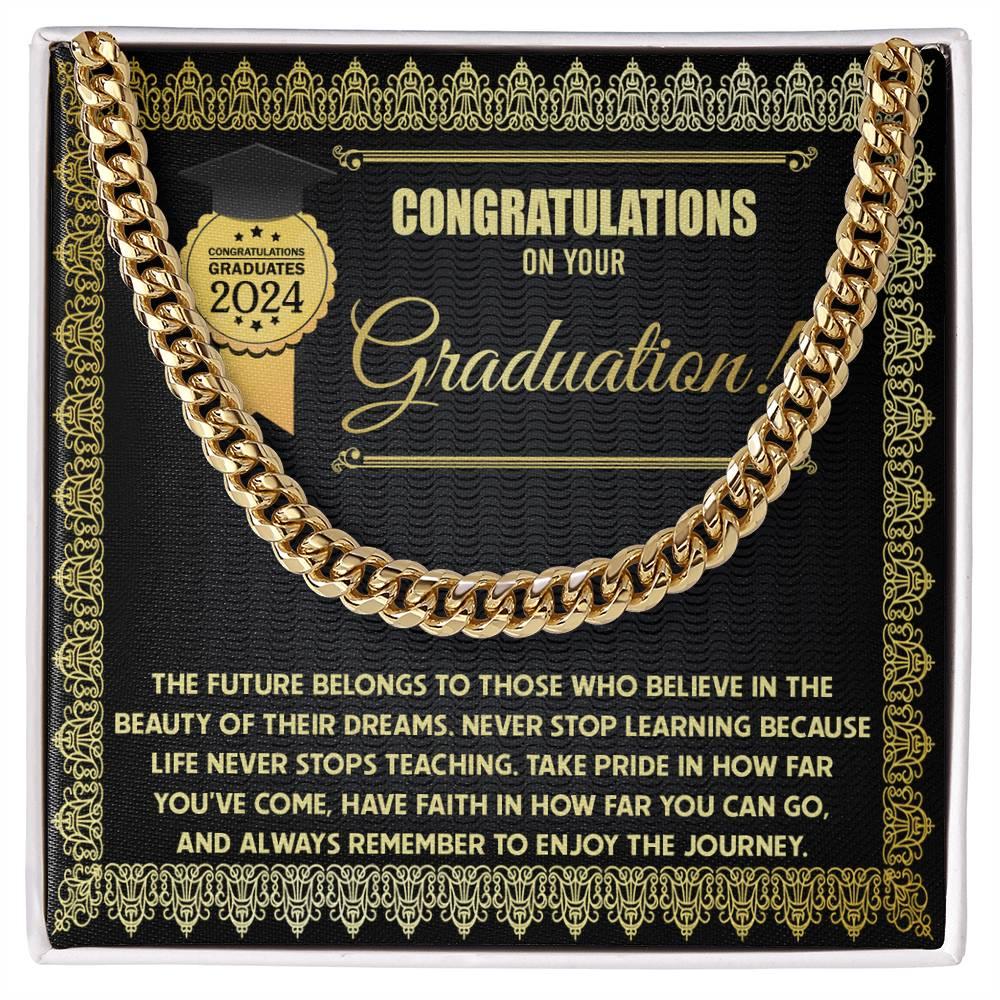 Graduation Gift for Him Take Pride in How Far You Have Come Cuban Chain Link Necklace - Mallard Moon Gift Shop