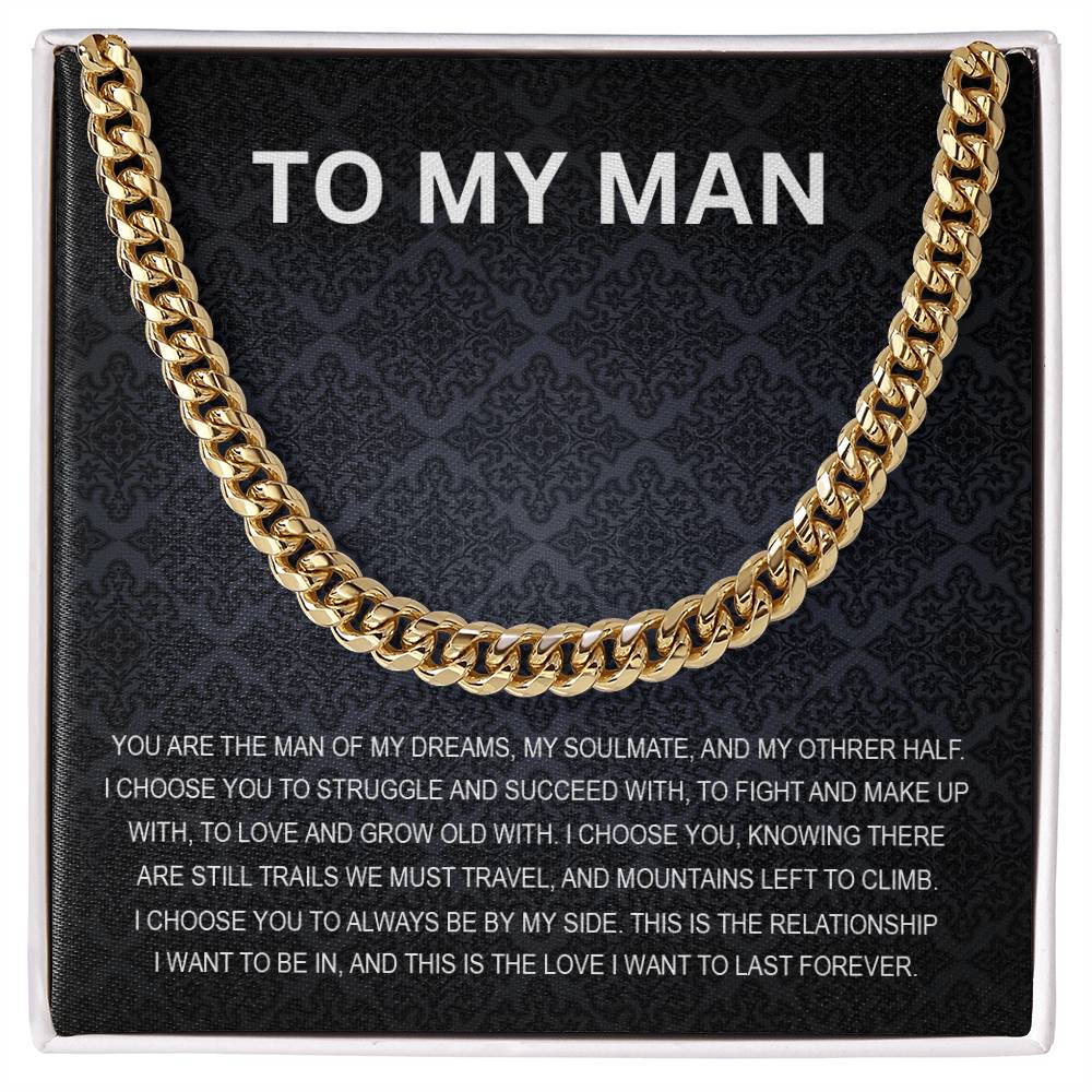 To My Man - My Soulmate - Personalized Cuban Chain Link Necklace - Mallard Moon Gift Shop