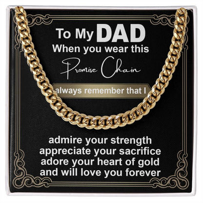 Gift for Dad - Promise Chain Cuban Chain Link Necklace with Gift Box - Mallard Moon Gift Shop