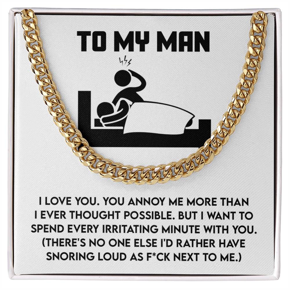 Gift for Husband, Boyfriend, or Soulmate - Cuban Chain Necklace with Funny 'To My Man' Message Card - Mallard Moon Gift Shop
