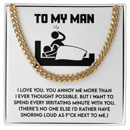 Gift for Husband, Boyfriend, or Soulmate - Cuban Chain Necklace with Funny 'To My Man' Message Card - Mallard Moon Gift Shop