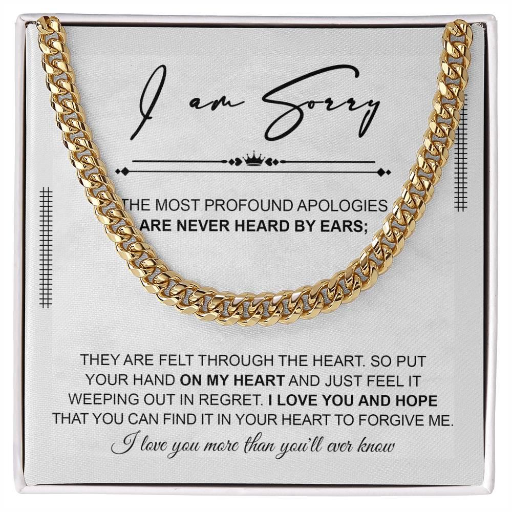 Apology Gift for Him - Sorry - Weeping In Regret - Cuban Link Chain Necklace - Mallard Moon Gift Shop