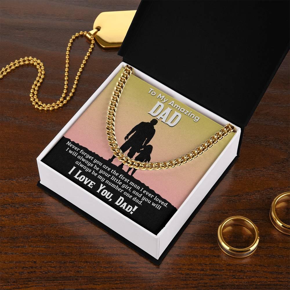 Gift For Dad I Will Always Be Your Little Girl Cuban Chain Link Necklace with Gift Box - Mallard Moon Gift Shop