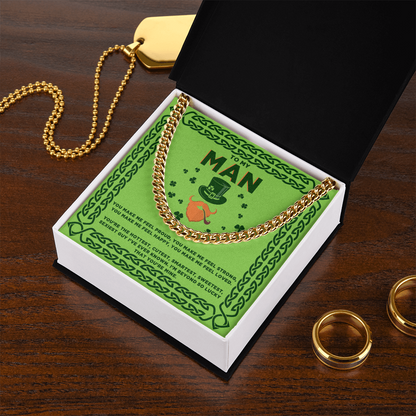 To My Man - St. Patrick's Day Gift - Cuban Link Chain Necklace - Mallard Moon Gift Shop