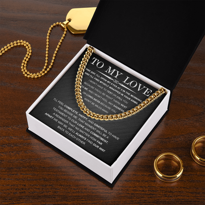 To My Love – Cuban Link Chain with Long Distance Message Card | Romantic Gift for Him Across the Miles - Mallard Moon Gift Shop