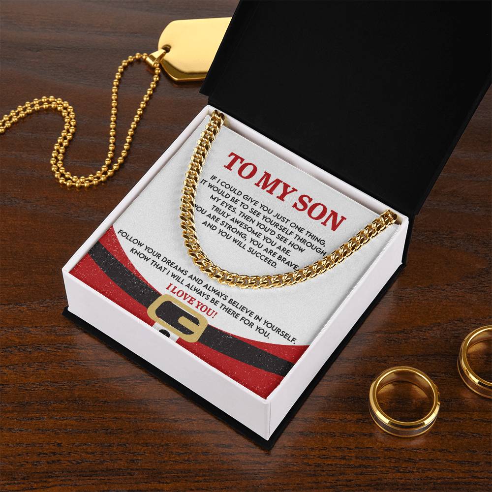 Gift for Son - There For You - Cuban Link Chain Necklace - Mallard Moon Gift Shop