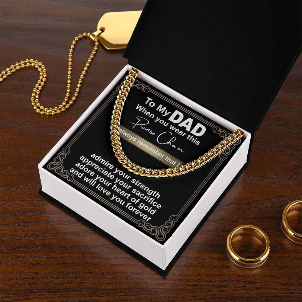 Gift for Dad - Promise Chain Cuban Chain Link Necklace with Gift Box - Mallard Moon Gift Shop