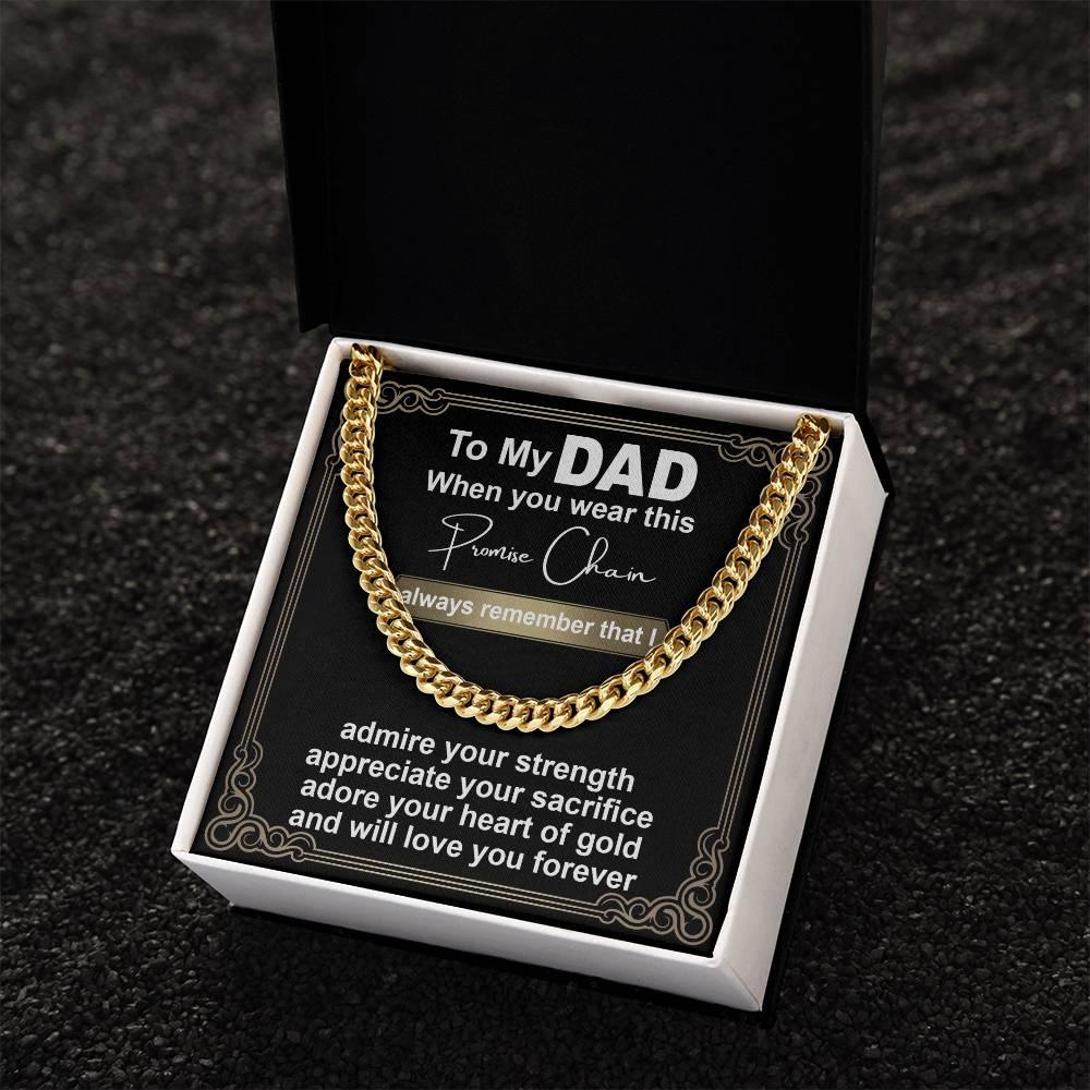 Gift for Dad - Promise Chain Cuban Chain Link Necklace with Gift Box - Mallard Moon Gift Shop