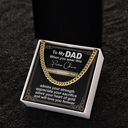 Gift for Dad - Promise Chain Cuban Chain Link Necklace with Gift Box - Mallard Moon Gift Shop