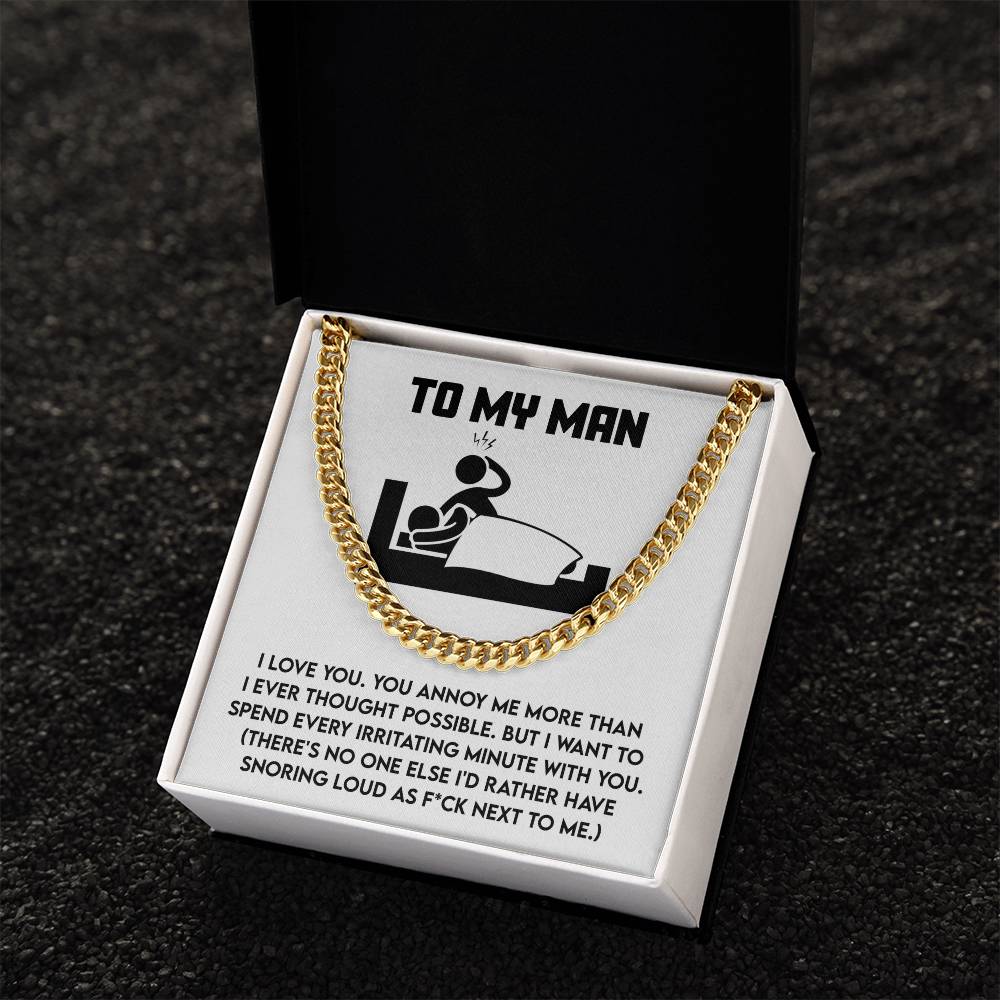 Gift for Husband, Boyfriend, or Soulmate - Cuban Chain Necklace with Funny 'To My Man' Message Card - Mallard Moon Gift Shop