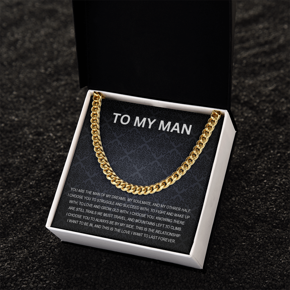 To My Man - My Soulmate - Personalized Cuban Chain Link Necklace - Mallard Moon Gift Shop