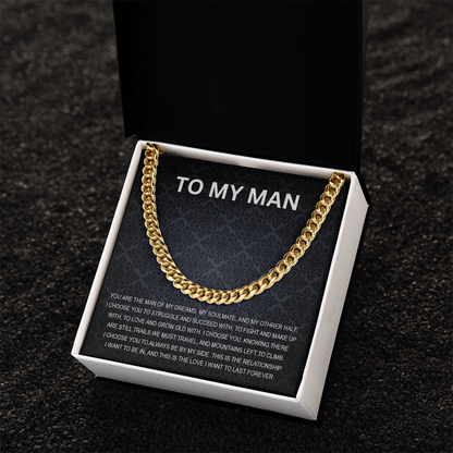 To My Man - My Soulmate - Personalized Cuban Chain Link Necklace - Mallard Moon Gift Shop