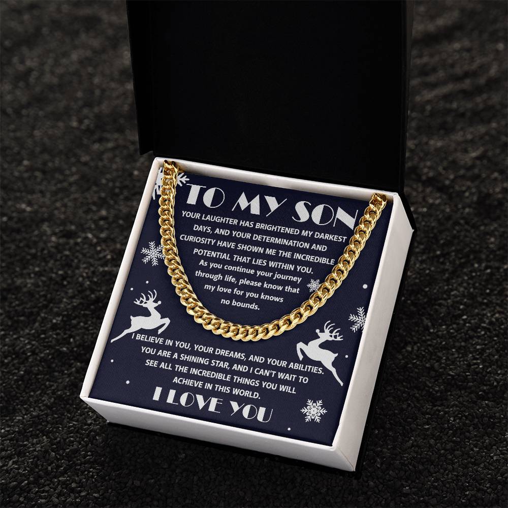 Gift for your Son - I Believe in You - Cuban Chain Link Necklace - Mallard Moon Gift Shop